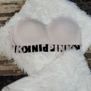 Pink sport white strapeless bra